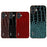 ABEEL For iPhone 16 Plus Case Electroplating Edge Crocodile Texture Genuine Cow Leather Back Phone Cover - Black - 6