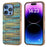 For iPhone 16 Pro Max Case Electroplating Edge Plaid Texture PU Leather+PC+TPU Phone Cover - Gold - 1