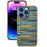 For iPhone 16 Pro Max Case Electroplating Edge Plaid Texture PU Leather+PC+TPU Phone Cover - Gold - 2