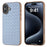 For iPhone 16 Case Woven Texture Electroplating Edge Leather Coated PC+TPU Phone Cover - Baby Blue - 1