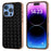 For iPhone 16 Pro Case Woven Texture Electroplating Edge Leather Coated PC+TPU Phone Cover - Black - 1