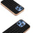 For iPhone 16 Pro Case Woven Texture Electroplating Edge Leather Coated PC+TPU Phone Cover - Black - 3