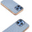 For iPhone 16 Pro Max Case Woven Texture Electroplating Edge Leather Coated PC+TPU Phone Cover - Baby Blue - 3