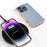 For iPhone 16 Pro Max Case Woven Texture Electroplating Edge Leather Coated PC+TPU Phone Cover - Baby Blue - 5
