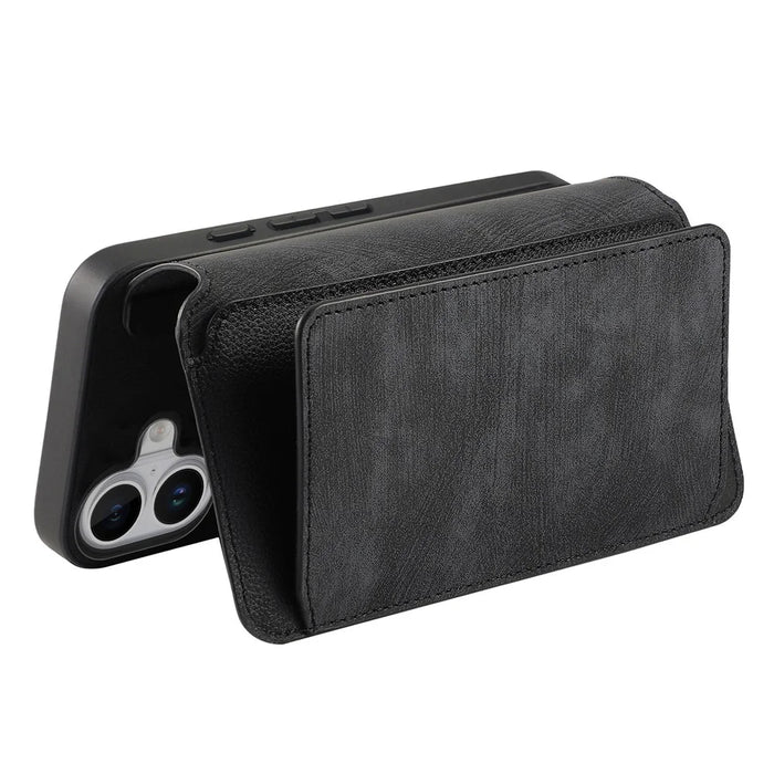 CASENEO MW-02 For iPhone 16 Plus Leather Case Detachable Magnetic Phone Cover - Black - 4