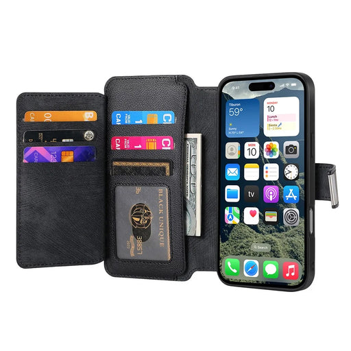 CASENEO MW-02 For iPhone 16 Pro Leather Case Detachable Magnetic Phone Cover - Black - 2