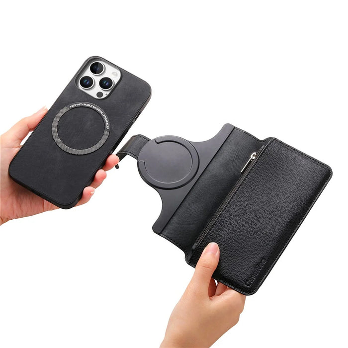 CASENEO MW-02 For iPhone 16 Pro Leather Case Detachable Magnetic Phone Cover - Black - 4