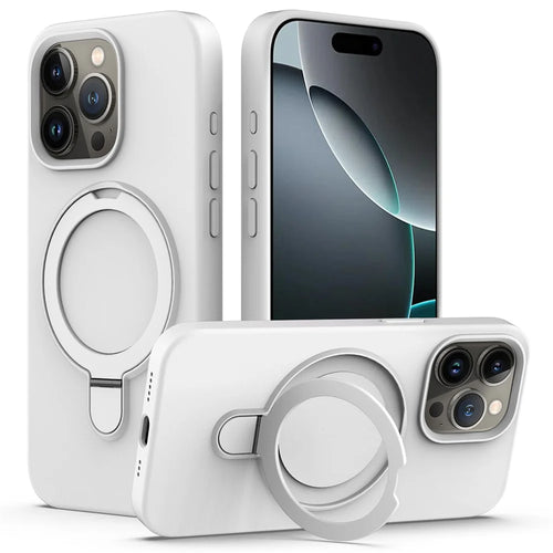 For iPhone 16 Pro Max Case Compatible with MagSafe Kickstand PC + Silicone Phone Cover - White - 1