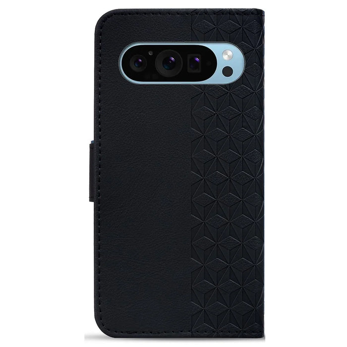 For Google Pixel 10 Pro / Pixel 10 / Pixel 9 Pro / Pixel 9 Case Rhombus Pattern Leather Wallet Phone Cover - Black - 6
