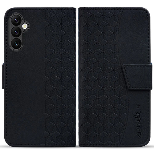 For Samsung Galaxy A16 5G / A16 4G Case Rhombus Pattern Leather Wallet Phone Cover - Black - 1