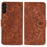 For Samsung Galaxy S24 FE Case PU Leather Wallet Flip Phone Cover Flower Imprinted - Brown - 1