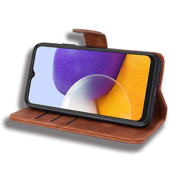 For Samsung Galaxy S24 FE Case PU Leather Wallet Flip Phone Cover Flower Imprinted - Brown - 3