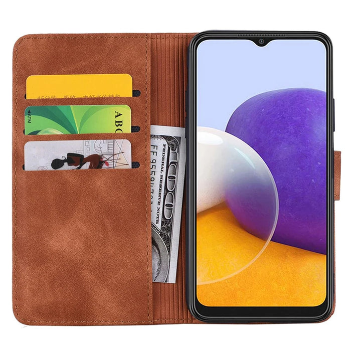 For Samsung Galaxy S24 FE Case PU Leather Wallet Flip Phone Cover Flower Imprinted - Brown - 4