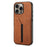 DENIOR For iPhone 16 Pro Case Elastic Card Holder PU Leather+TPU+PC Phone Cover - Brown - 1