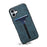 DENIOR For iPhone 16 Plus Case Elastic Card Holder PU Leather+TPU+PC Phone Cover - Blue - 2