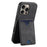 DENIOR For iPhone 16 Pro Max Case Leather+TPU Card Slot Kickstand Phone Cover - Black - 1
