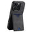 DENIOR For iPhone 16 Pro Case Leather+TPU Card Slot Kickstand Phone Cover - Black - 1