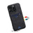DENIOR For iPhone 16 Pro Case Leather+TPU Card Slot Kickstand Phone Cover - Black - 3