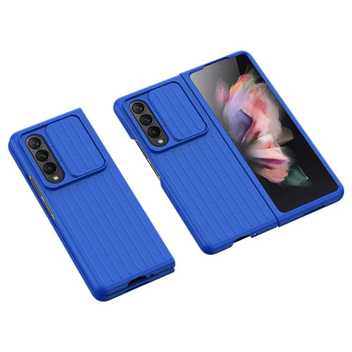 For Samsung Galaxy Z Fold3 5G Phone Case Shockproof Anti-Drop Case Cell Phone PC Cover with Slide Camera Protection - Blue - 1