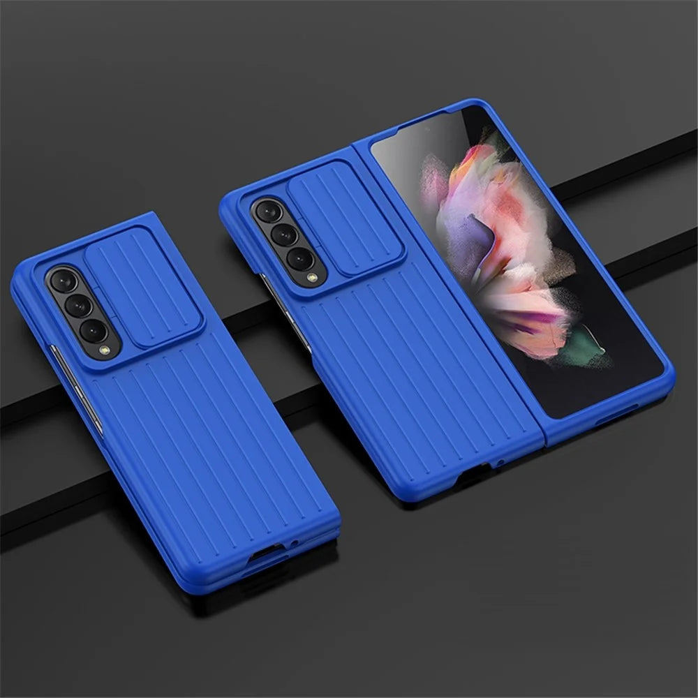 For Samsung Galaxy Z Fold3 5G Phone Case Shockproof Anti-Drop Case Cell Phone PC Cover with Slide Camera Protection - Blue - 2