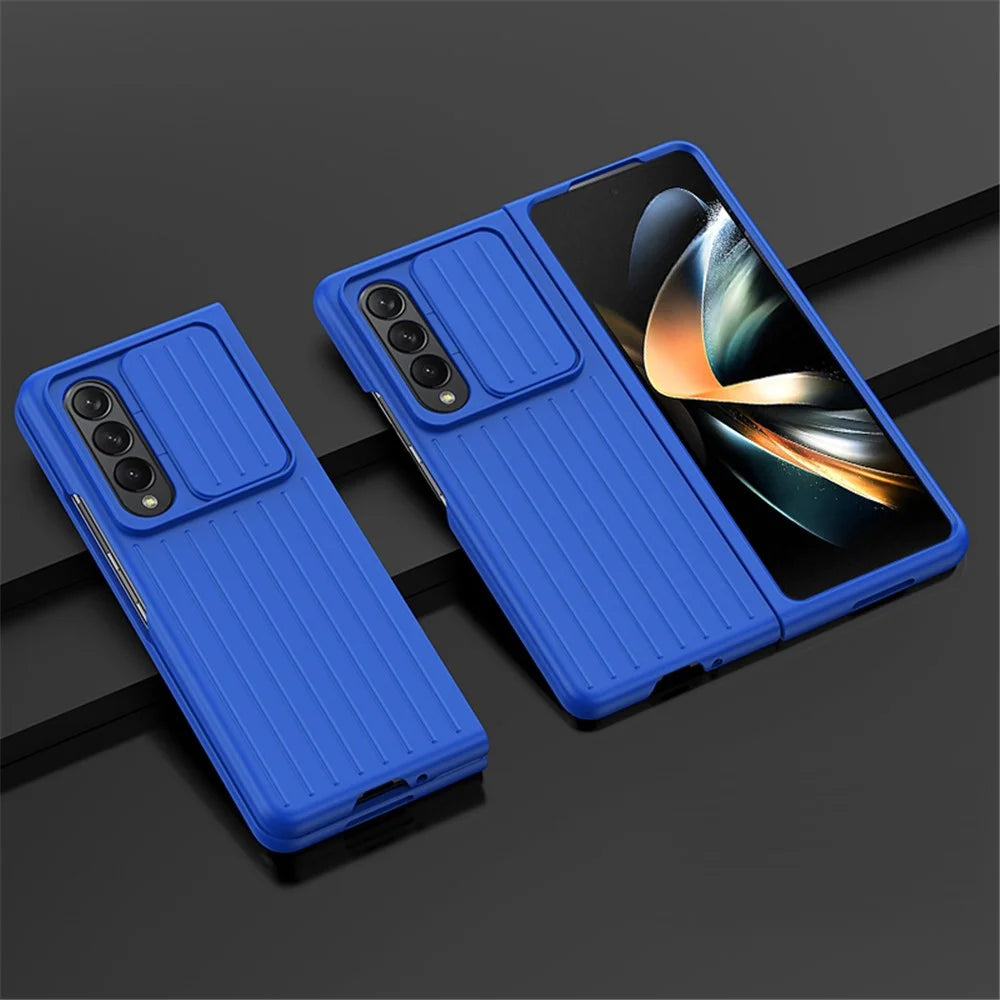 For Samsung Galaxy Z Fold4 5G Shockproof Case Anti-Fall Phone Case Mobile Phone Hard PC Protector with Slide Camera Cover - Blue - 2