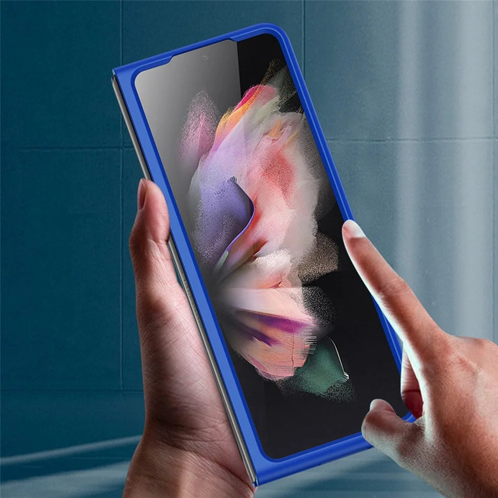 For Samsung Galaxy Z Fold4 5G Shockproof Case Anti-Fall Phone Case Mobile Phone Hard PC Protector with Slide Camera Cover - Blue - 6