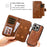 For iPhone 16 Pro Magnetic Case Detachable PU Leather Zipper Wallet Cover - Brown - 6