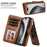 For iPhone 16 Pro Magnetic Case Detachable PU Leather Zipper Wallet Cover - Brown - 7