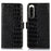 Genuine Cowhide Leather Case for Sony Xperia 5 IV 5G, Crocodile Texture Stand Wallet RFID Blocking Folio Flip Phone Cover - Black - 1