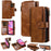 For iPhone 16 Magnetic Case Detachable PU Leather Zipper Wallet Cover - Brown - 1
