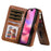 For iPhone 16 Magnetic Case Detachable PU Leather Zipper Wallet Cover - Brown - 3