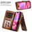 For iPhone 16 Magnetic Case Detachable PU Leather Zipper Wallet Cover - Brown - 7