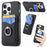 For iPhone 16 Pro Max Case Card Slots Ring Holder Kickstand Phone Cover - Black - 1