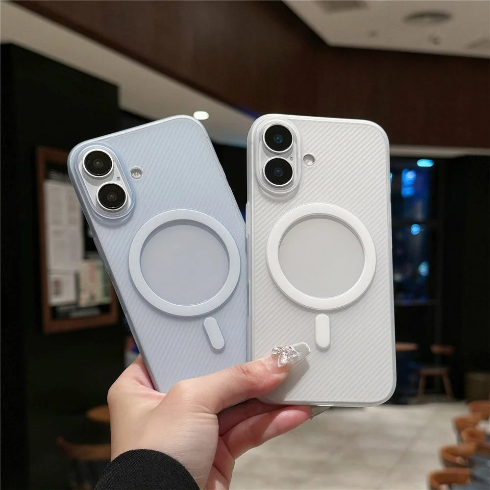For iPhone 16 Case Compatible with MagSafe Matte PP Ultra-Thin Phone Cover - Transparent Blue - 3
