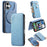 For iPhone 16 Plus Case Cross Texture Leather Detachable Magnetic Phone Cover - Blue - 1