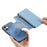 For iPhone 16 Plus Case Cross Texture Leather Detachable Magnetic Phone Cover - Blue - 4