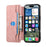 For iPhone 16 Pro Max Case Cross Texture Leather Detachable Magnetic Phone Cover - Pink - 2