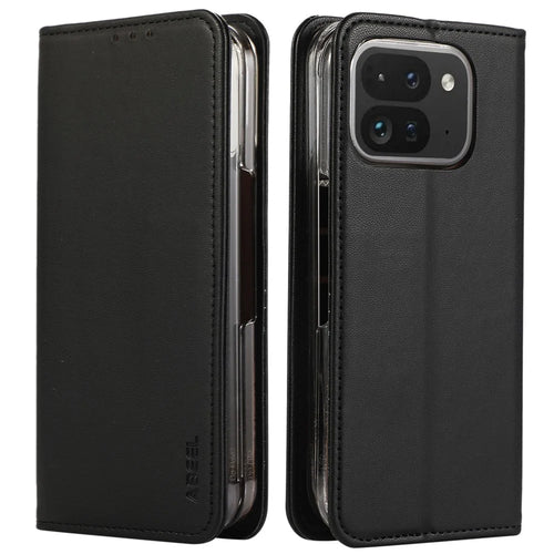 ABEEL For Google Pixel 9 Pro Fold 5G Phone Case RFID Blocking Leather Flip Cover - Black - 1