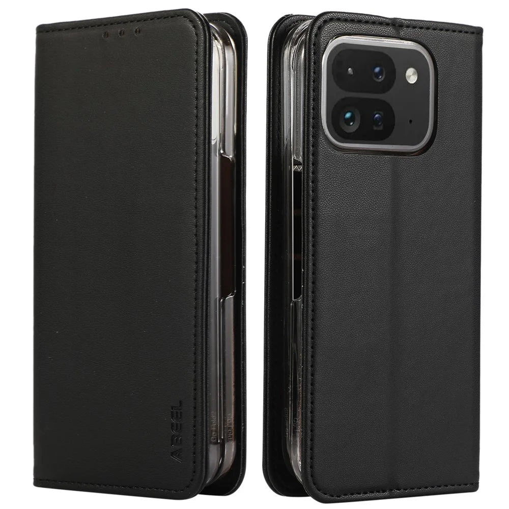 ABEEL For Google Pixel 9 Pro Fold 5G Phone Case RFID Blocking Leather Flip Cover - Black - 1