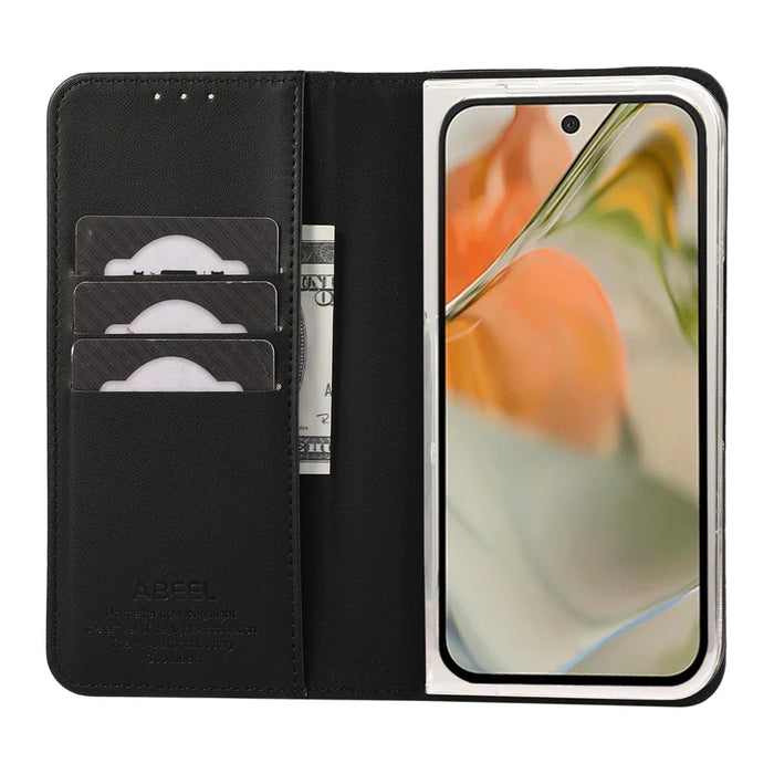 ABEEL For Google Pixel 9 Pro Fold 5G Phone Case RFID Blocking Leather Flip Cover - Black - 3