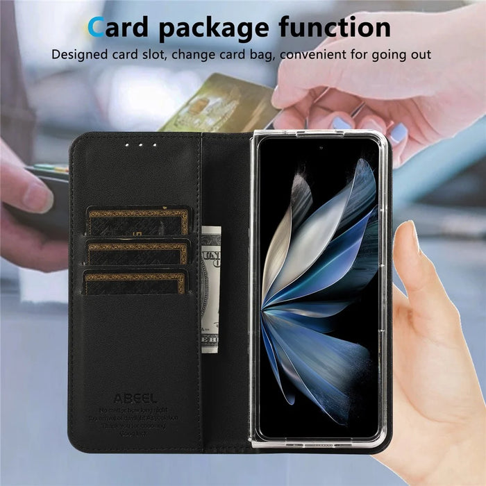 ABEEL For Google Pixel 9 Pro Fold 5G Phone Case RFID Blocking Leather Flip Cover - Black - 7
