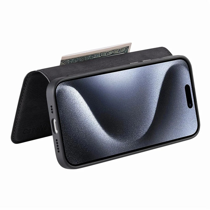 For iPhone 16 Pro Max Magnetic Case CASENEO Detachable Leather Phone Wallet Cover - Black - 3
