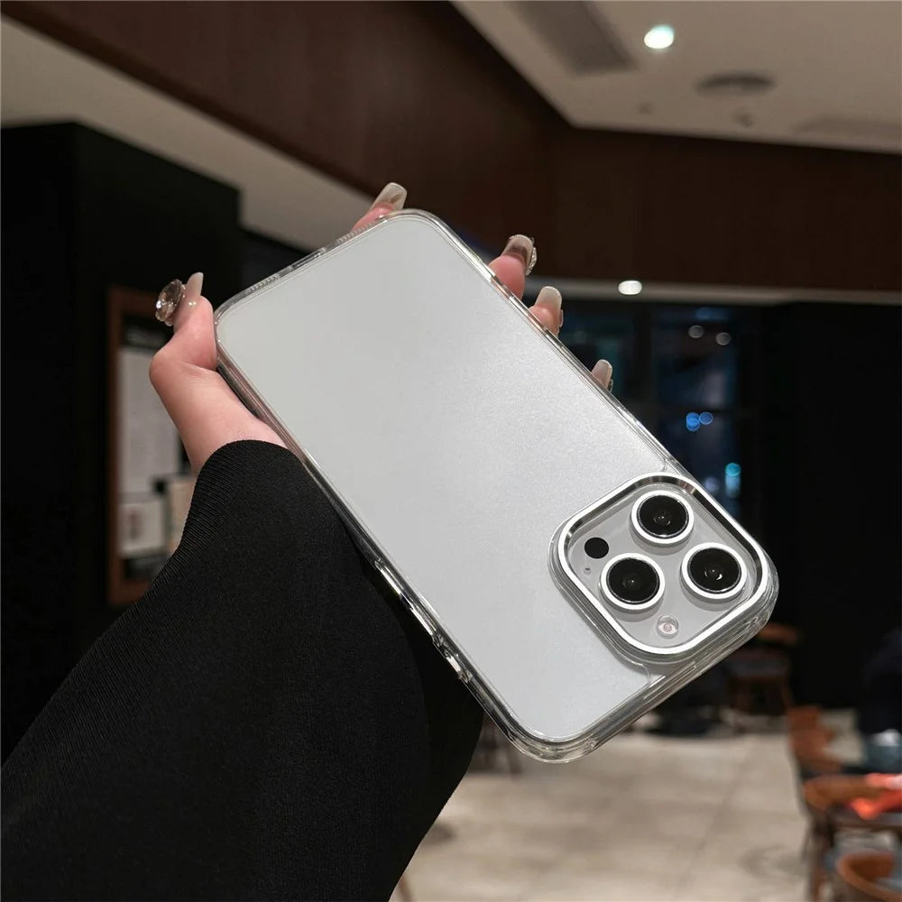 For iPhone 16 Pro Case TPU+Tempered Glass Clear Phone Cover - Transparent White - 3