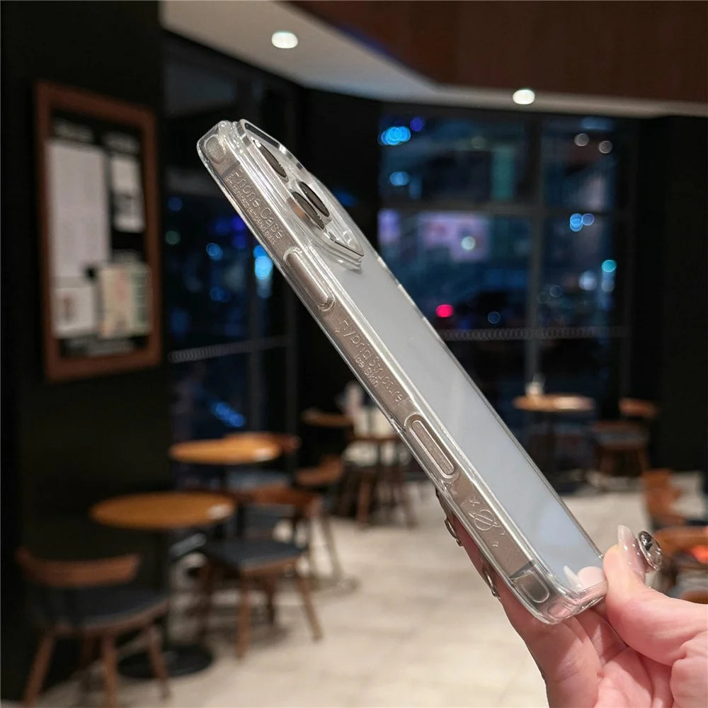 For iPhone 16 Pro Case TPU+Tempered Glass Clear Phone Cover - Transparent White - 4