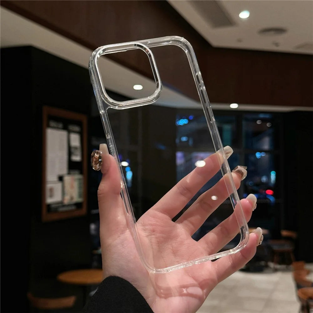 For iPhone 16 Pro Max Case TPU+Tempered Glass Clear Phone Cover - Transparent White - 2