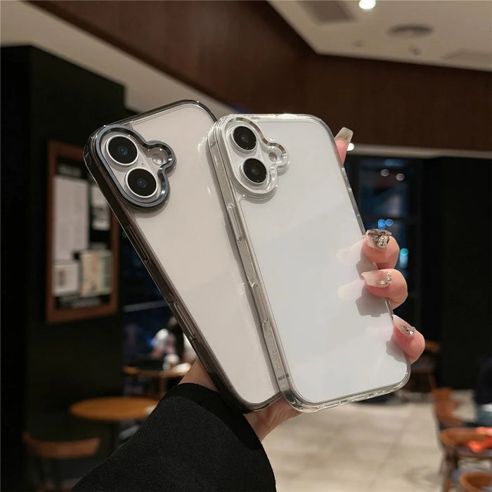 For iPhone 16 Plus Case TPU+Tempered Glass Clear Phone Cover - Transparent White - 2