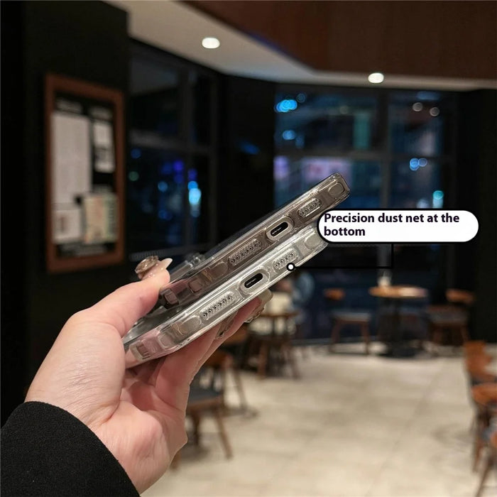 For iPhone 16 Plus Case TPU+Tempered Glass Clear Phone Cover - Transparent White - 3
