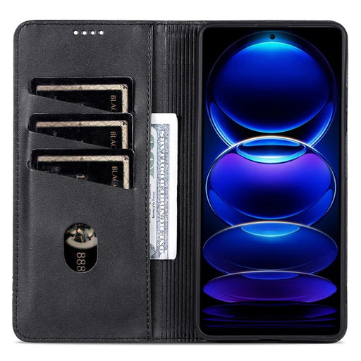 AZNS For Samsung Galaxy A16 5G / A16 4G Case Cowhide Texture PU Leather Wallet Phone Cover - Black - 2