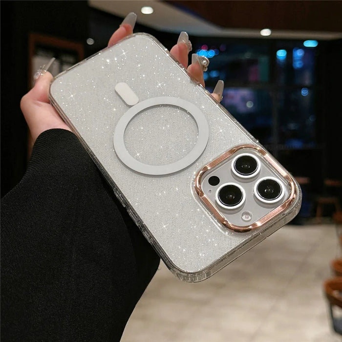 For iPhone 16 Pro Max Case Compatible with MagSafe PC+TPU+Acrylic Anti-Drop IMD Phone Cover - White - 1