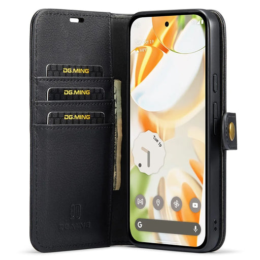 DG.MING for Google Pixel 9 / 9 Pro Case Detachable Split Leather Phone Cover - Black - 2